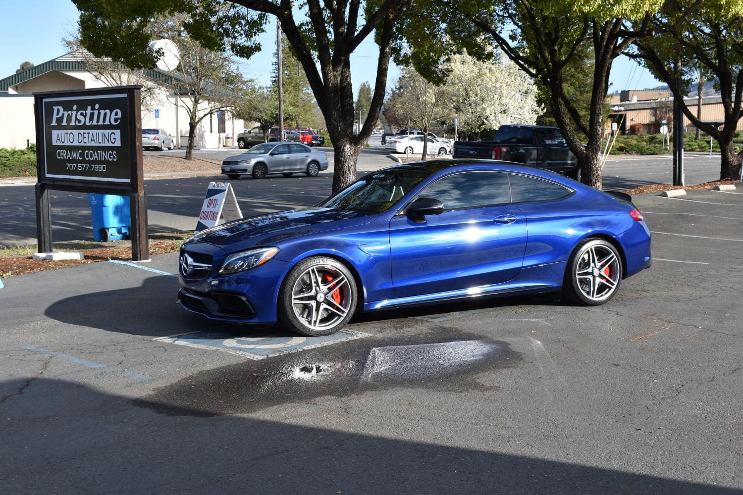 Ceramic Coated Blue Mercedes coupe