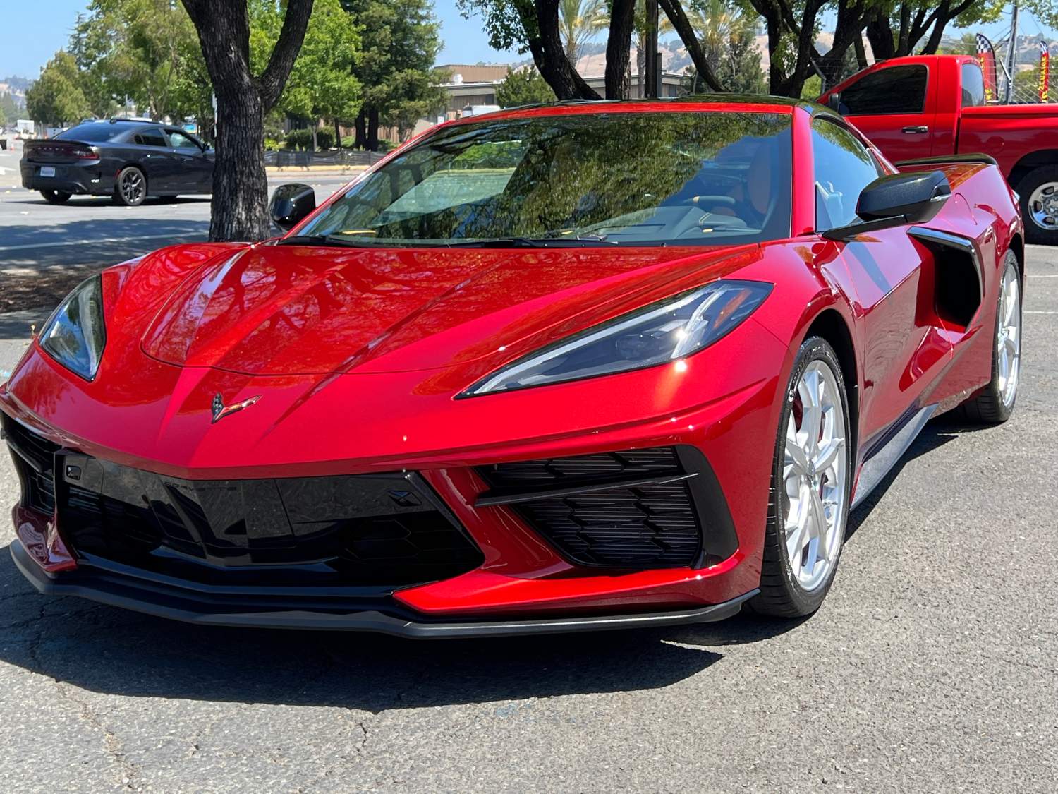 Red Corvette C8 after ceramic coating installation
