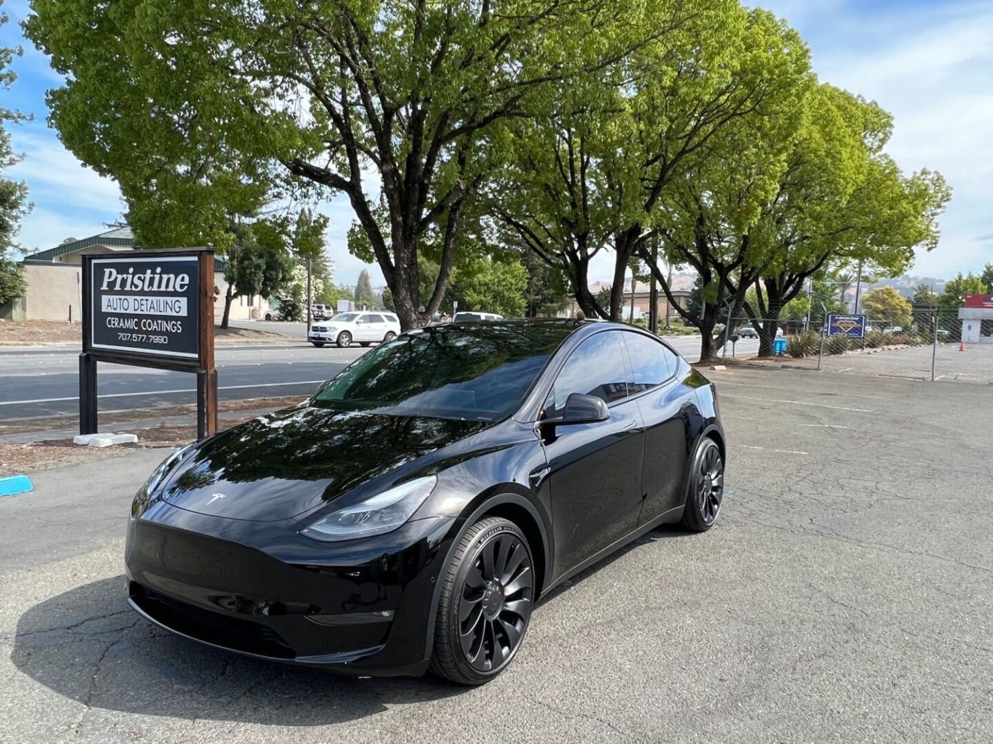 Black Model Y with Ceramic Coating installed